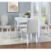 5 Piece Wooden Dining Table Set, Kitchen Table Set With 4 Upholstered Chairs, Wooden Table With Crystal Decoration And Chairs Set For Kitchen, Dining Room - White - Image 2