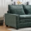 L Shaped Sectional Sofa With Movable Ottoman - Green - Image 15