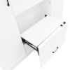 Entryway Bench With Integrated Shoe Cabinet, 3 In 1 Design And Mirrored Cabinet Door, Hall Tree With 4 Sturdy Hooks And Foldable Seat For Entrance, Living Room - White - Image 16