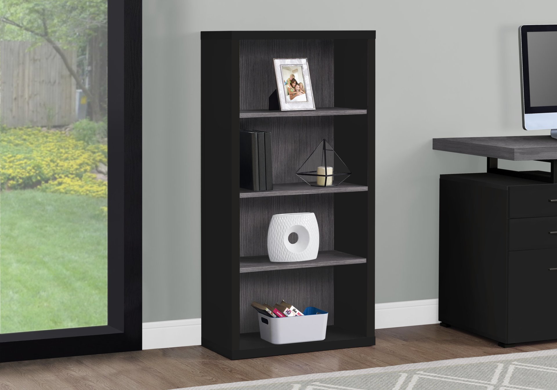 Bookshelf, Bookcase, Etagere, 5 Tier, For Office, Contemporary & Modern - Black - Image 4