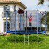 10Ft Trampoline With Basketball Hoop Inflator And Ladder (Inner Safety Enclosure) - Blue - Image 6
