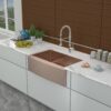 Farmhouse Sink 30" Kitchen Sink Stainless Steel Apron Front - Rose Gold - Image 4