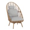 Ellis - Outdoor Wicker High Back Lounge Chair, Teak Finished Leg - Light Brown / Beige - Image 2