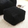Giant Plush Bean Bag Chair For Adults With Armrests And Footstool - Black - Image 7
