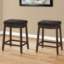 Bar Stool Counter Height, Saddle Seat, Transitional (Set of 2) - Espresso