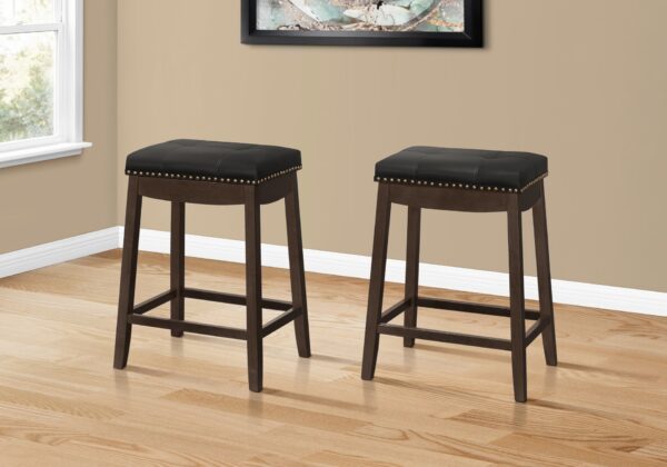 Bar Stool Counter Height, Saddle Seat, Transitional (Set of 2) - Espresso