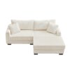 2 Seater L Shaped Chaise Sofa With Reversible Cushion Corduroy Fabric, USB - C Charging Port, Storage Pocket, Convertible Left / Right Design For Living Room - Beige - Image 15