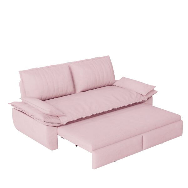 Queen Pull Out Sofa Bed, 3 In 1 Convertible Sleeper Sofa Multifunctional Velvet Loveseat Bed - Pink
