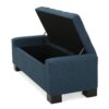Empower - Button Tufted Waffle Upholstered Storage Ottoman With Wood Legs - Navy Blue - Image 6