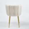 Modern Dining Chair (Set of 2) With Velvet Backrest And Golden Iron Legs For Dining Room - White - Image 7