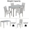 5 Piece Wooden Dining Table Set, Kitchen Table Set With A Rectangular Table And 4 Upholstered Chairs, Wooden Dining Room Table With Crystal Decoration And Chairs Set - Silver Gray - Image 5