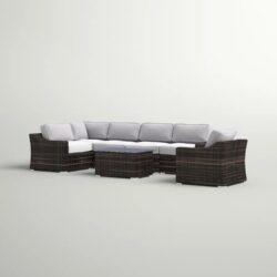 5 Person Wicker Sectional Seating Group With Cushions - Brown