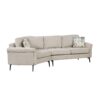 Upholstered 3 Seater Curved Sofa With Printed Pillows Chenille - Beige - Image 11