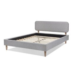 Diego - Queen Low Upholstered Platform Bed - Light Gray