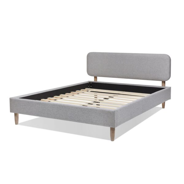 Diego - Queen Low Upholstered Platform Bed - Light Gray