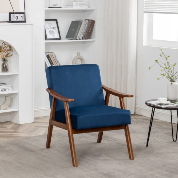 Accent Chair, Classic Mid Century Modern For Extra Seating - Dark Blue