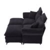 Modern Corduroy, Deep Seat Sectional Sofa With Ottomans, Comfortable Cloud Sofa - Black - Image 13