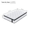 12" Twin Long Hybrid Mattress Individual Pocket Spring Comfortable Memory Foam Breathable Cool Knitted Cover - White / Black - Image 9