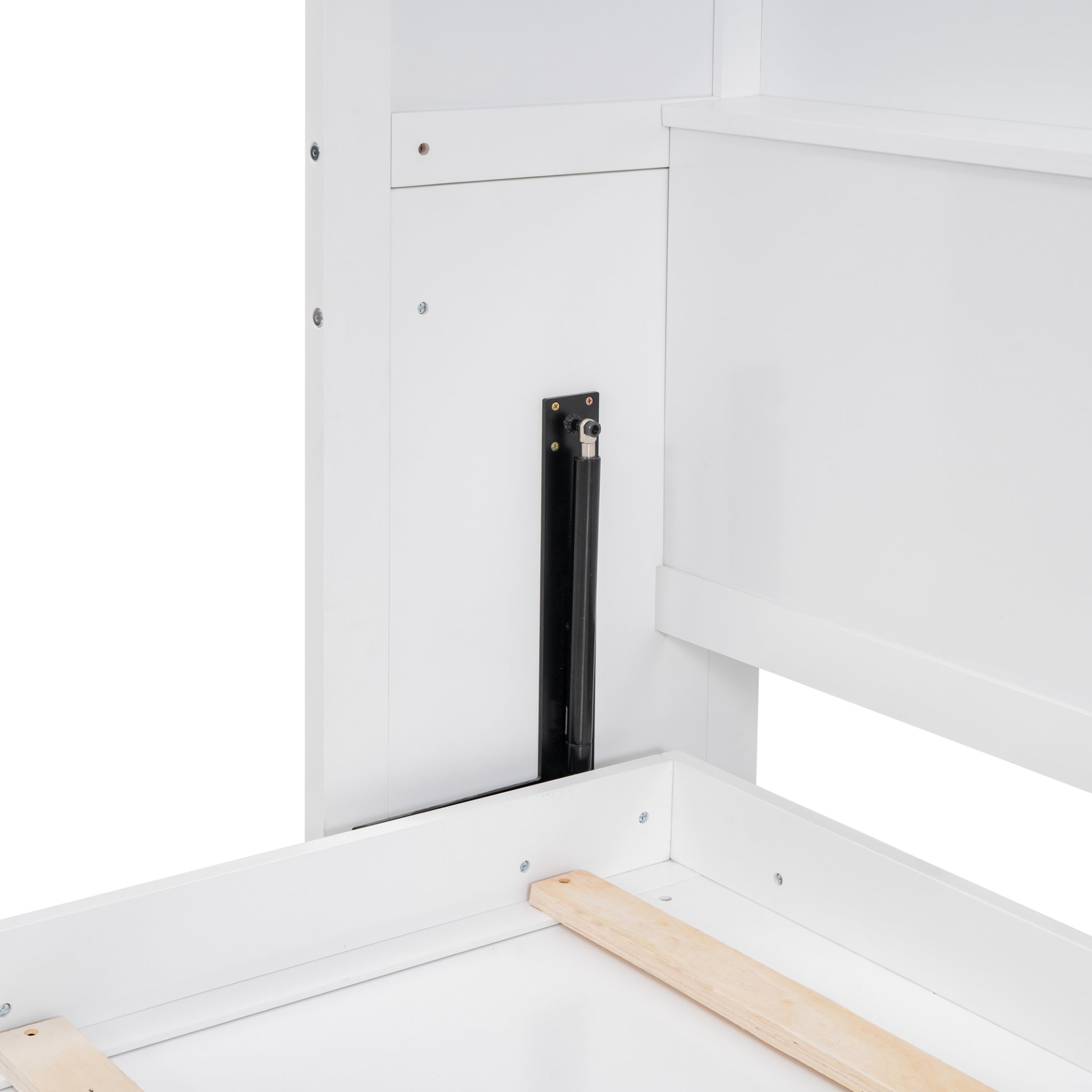 Queen Size Murphy Wall Bed With Shelves, Space Saving - White - Image 13