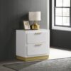2 Drawer Bedroom Nightstand With And Wooden Furniture - Gold / White - Image 2