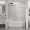 Frameless Bathtub Door, Sleek Silent Sliding Glass Door, Tempered Glass - Chrome - Image 10