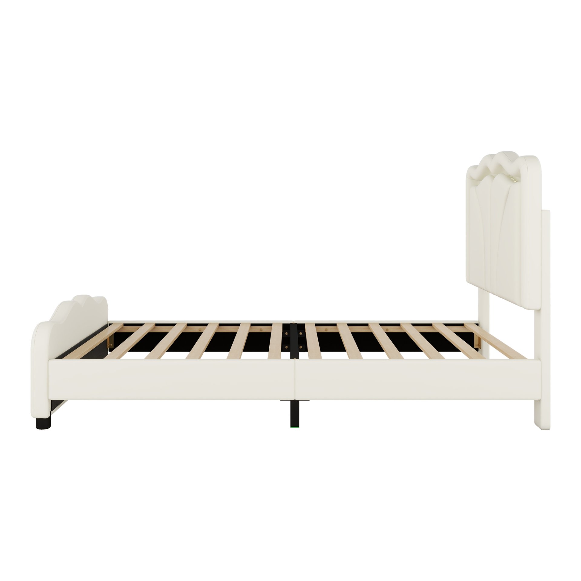 Twin Size Upholstered Platform Bed With Curved Adjustable Headboard And LED Lights - White - Image 10
