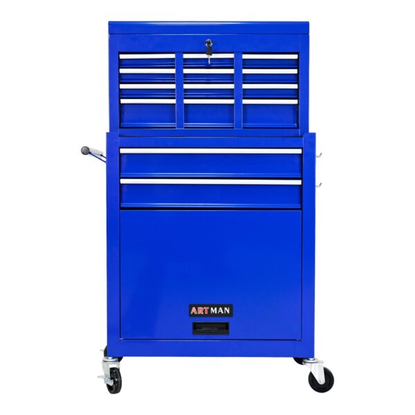 High Capacity Rolling Tool Chest With Wheels And Drawers, 8 Drawer Tool Storage Cabinet - Blue
