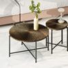Radial - Pattern Coffee And End Table Set Waterproof Cover, Distressed Cylindrical Design, Legs Classic Rustic Charm (Set of 2) - Walnut Brown - Image 6