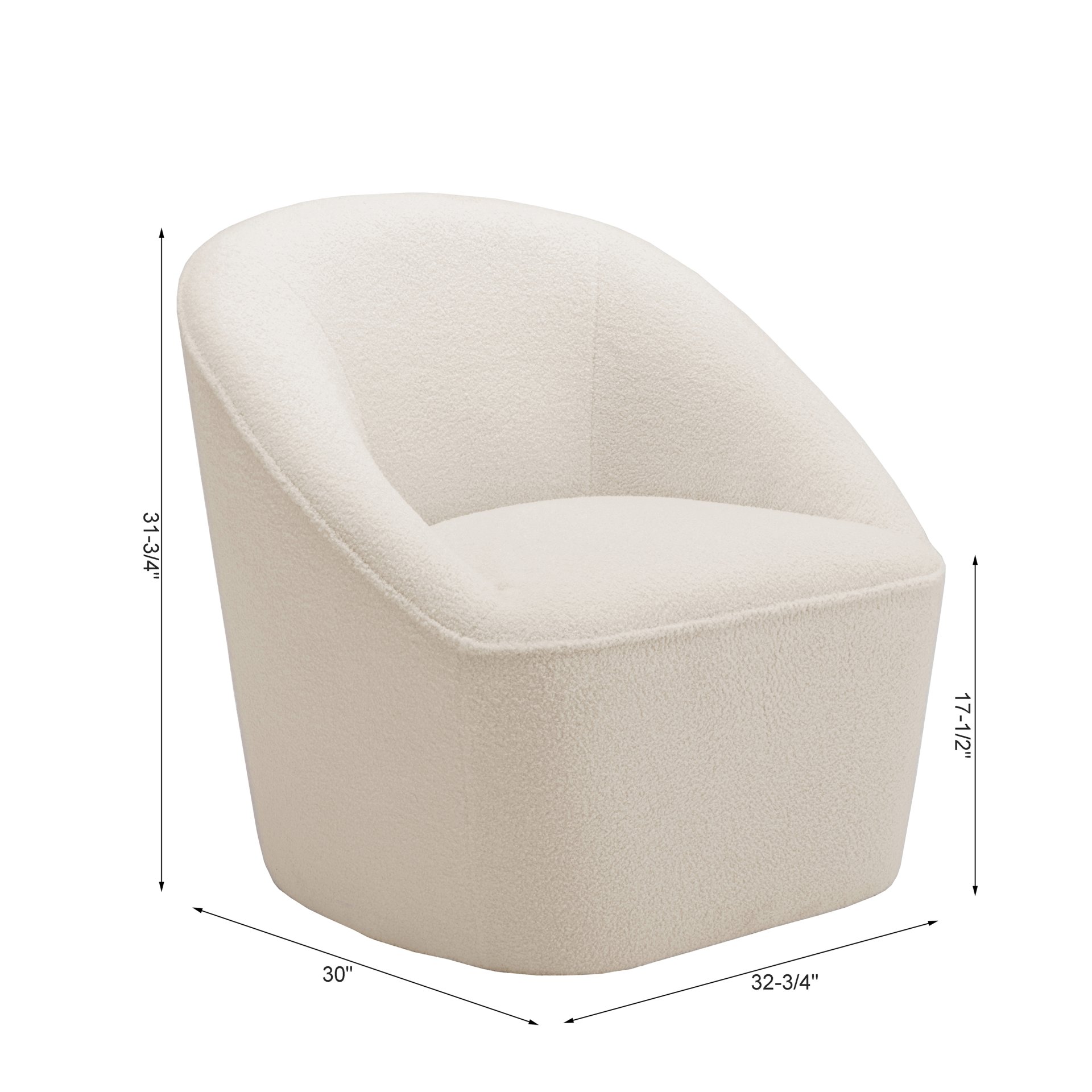 Anson - Swivel Chair With Soft Rounded Back - Off White - Image 3