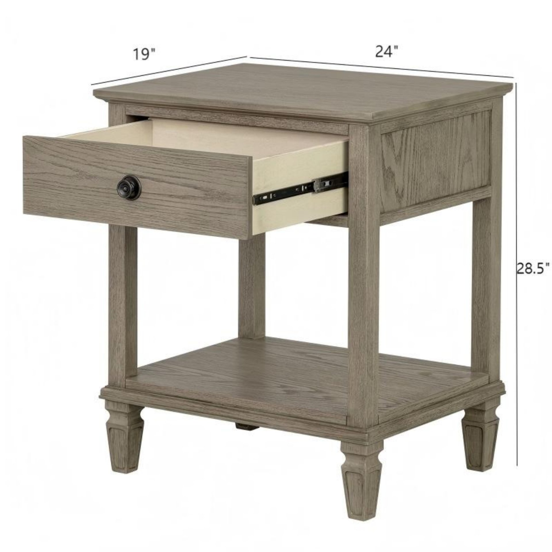 Victoria - Bedside Table With Drawer And Shelf - Gray - Image 3