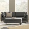 Ava - Mid Century Sofa With Ottoman Set - Dark Gray - Image 14