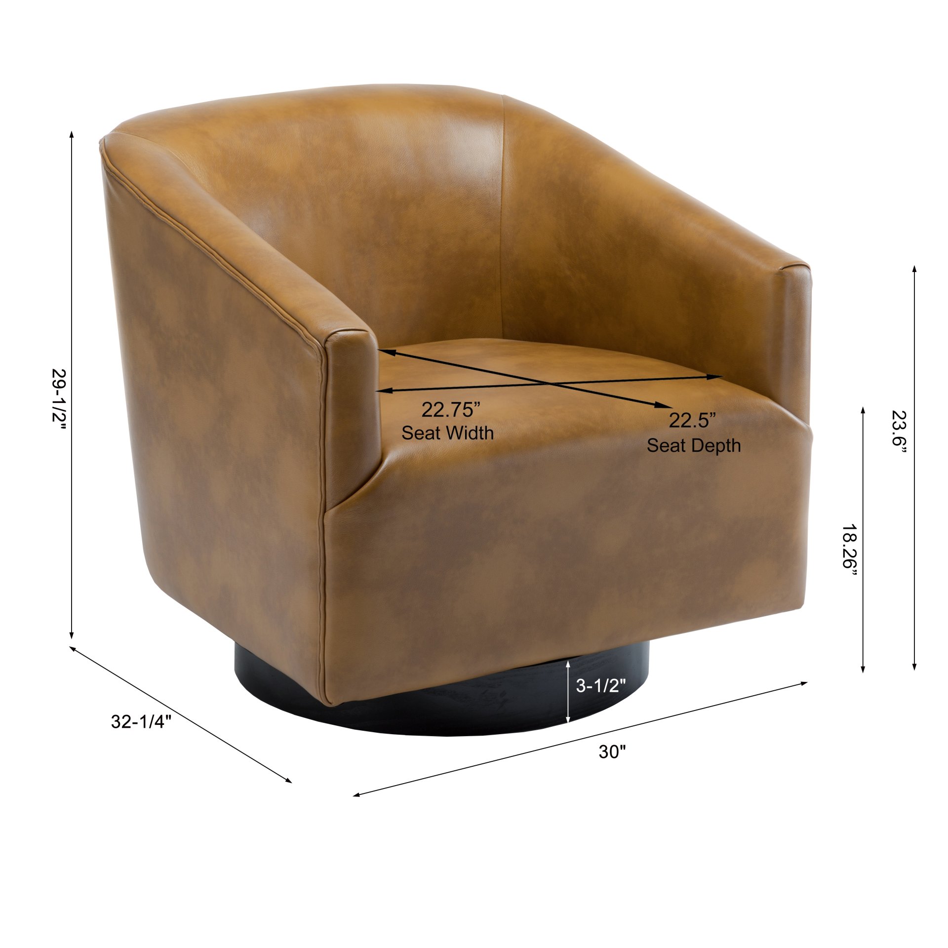 Garland - Swivel Chair With Upholstery - Camel - Image 3