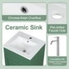 18" Bathroom Vanity With Sink, & Ceramic Cabinet With Adjustable Shelf - Green - Image 8
