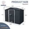 8Ft X 4Ft Outdoor Metal Storage Shed With Sliding Door And Foundation For Backyard, Patio, Lawn - Black / White - Image 3