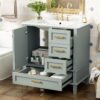 30" Bathroom Vanity Set With Sink, Featuring Soft Close Doors, And 3 Drawer Design - Sage Green - Image 7