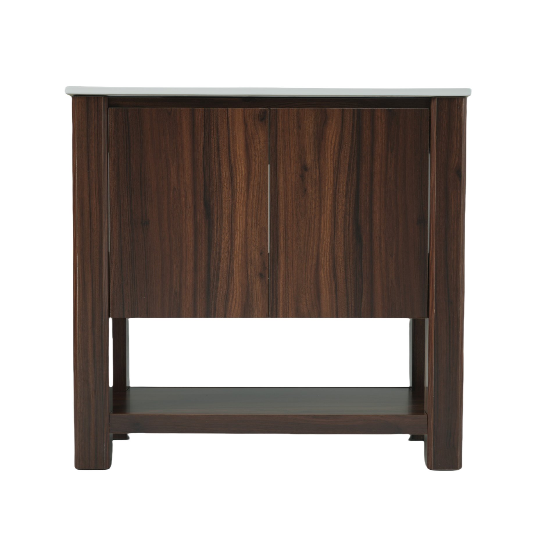 36" Modern Bathroom Vanity With Rectangle Ceramic Sink, Bathroom Cabinet And 45 Degrees Free Handle Design Soft Closing Doors, 1 Open Shelf At The Bottom - Dark Brown - Image 18