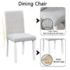 5 Piece Wooden Dining Table Set, Kitchen Table Set With 4 Upholstered Chairs, Wooden Table With Crystal Decoration And Chairs Set For Kitchen, Dining Room - White - Image 5