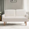 Loveseat Sofa, European Style With Sleek Design, Modern & Vintage Flair, Upholstered 2 Seater Couch - Ivory - Image 5