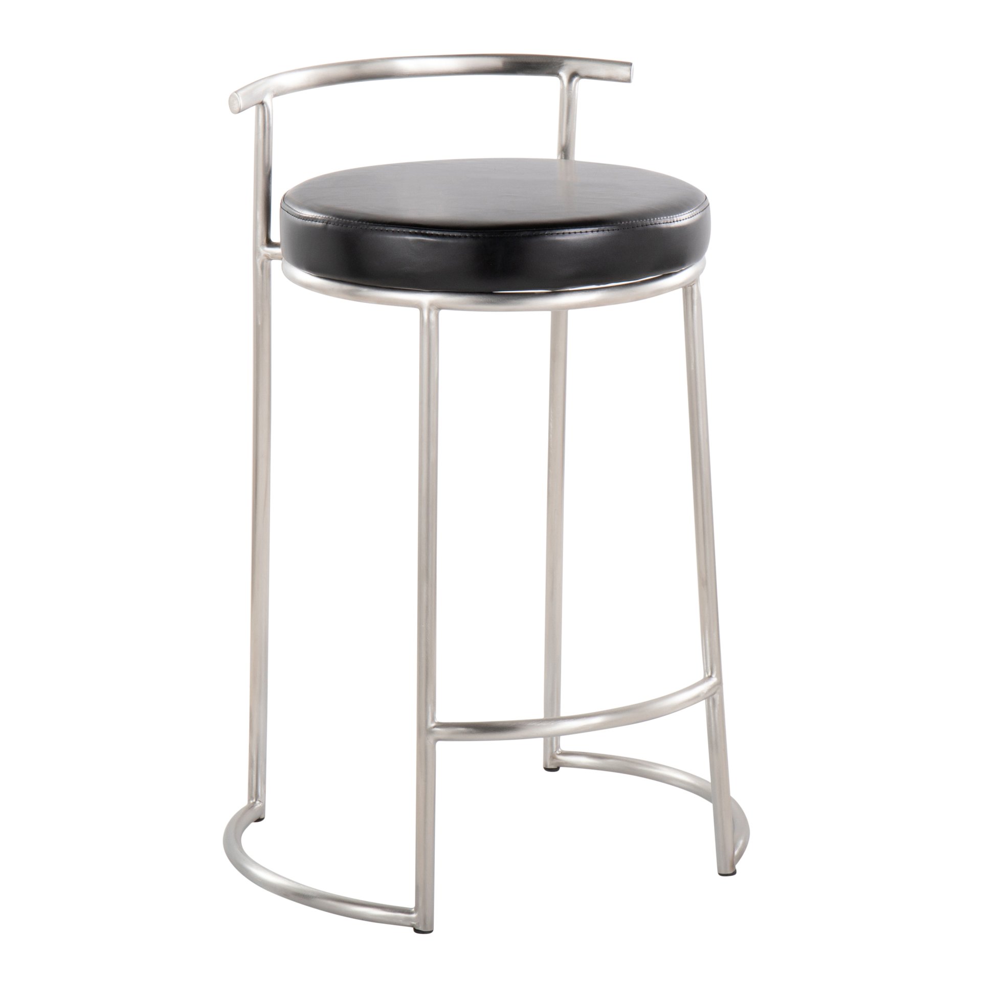 Fuji - Round Contemporary Fixed Height Counter Stool (Set of 2) - Black - Image 2