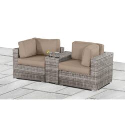 Wide Outdoor Loveseat With Frame And Cushions - Gray Mix