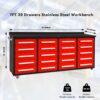 Garage Storage Cabinets With Workbench (20 Drawers) - Red - Image 3