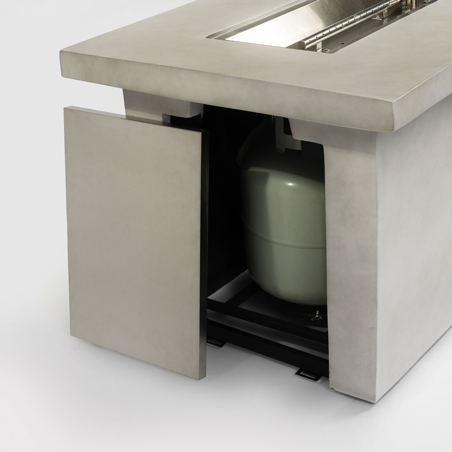 Concrete 60" Rectangular Propane Gas Fire Pit Table With 60000 Btu For Outdoor Spaces - Light Gray - Image 8