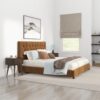 Donald - Mid-Century Modern Velvet Platform Bed King - Cognac - Image 11