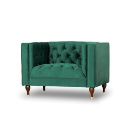 Evelyn - Mid-Century Modern Tufted Back Lounge Chair - Green