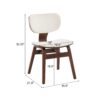 Modern Boucle Fabric Upholstered Side Chair, Bentwood Frame - White / Walnut - Image 3
