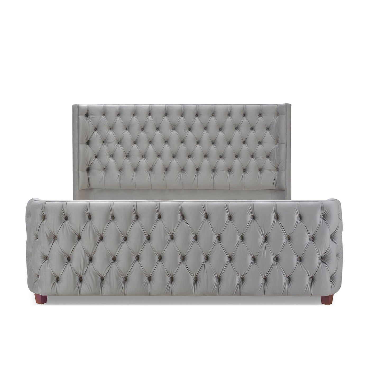Brooklyn - King Tufted Panel Bed Headboard And Footboard Set - Opal Gray - Image 8