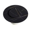 Modern Artificial Stone Round Plywood Base Dining Table, Can Accommodate 8 People Artificial Stone Turntable (Not Including Chairs) - Black / Beige - Image 5