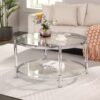 Contemporary Acrylic, Coffee Table, Round Tempered Glass Coffee Table - Chrome / Silver - Image 2