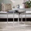 Contemporary Gallery Top Round Nesting Coffee Table Set - Blue - Image 6