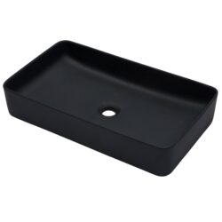 Rectangular Bathroom Vessel Sink With Design - Black